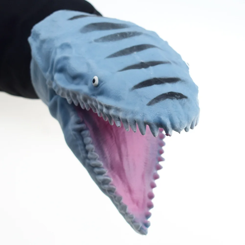 

10pcs Soft Bule Dinosaur Fish Hand Puppet Animal Head Tyrannosaurus Rex Hand Puppet Figure Toys Gloves Children Toy Model Gift