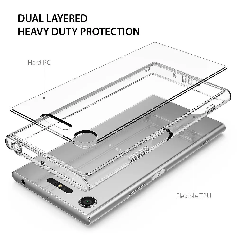 Ringke Fusion чехол для sony Xperia XZ1 прозрачный PC задняя ТПУ бампер встроенный Dust Разъем Drop