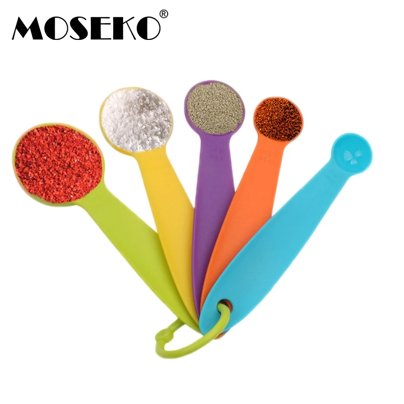 

MOSEKO 5 шт./компл. набор мерных ложек и красочные Пластик мерная ложка совок сахарные фигурки для выпечки ложка Кухня измерительный инструмент