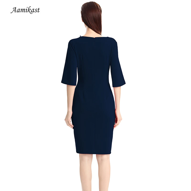 Винтажное женское платье миди с V образным вырезом и рукавом 3/4 на пуговицах