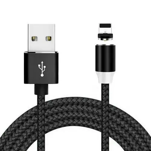 1 м Магнитный Micro USB кабель и usb type-C кабель для синхронизации данных металлический светодиодный магнитный зарядный кабель USB C - Цвет: apple black