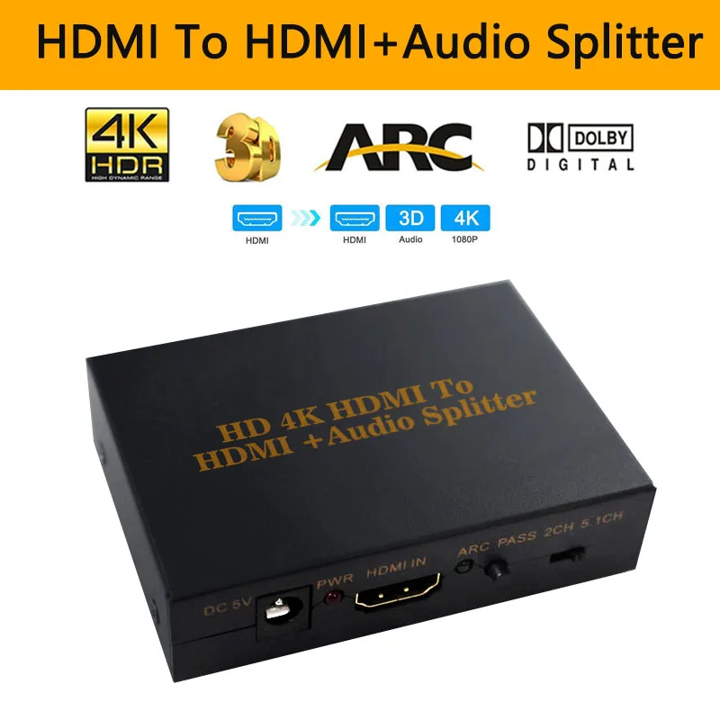 4K HDMI аудио сплиттер экстрактор Toslink оптический SPDIF + L/R выход конвертер адаптер