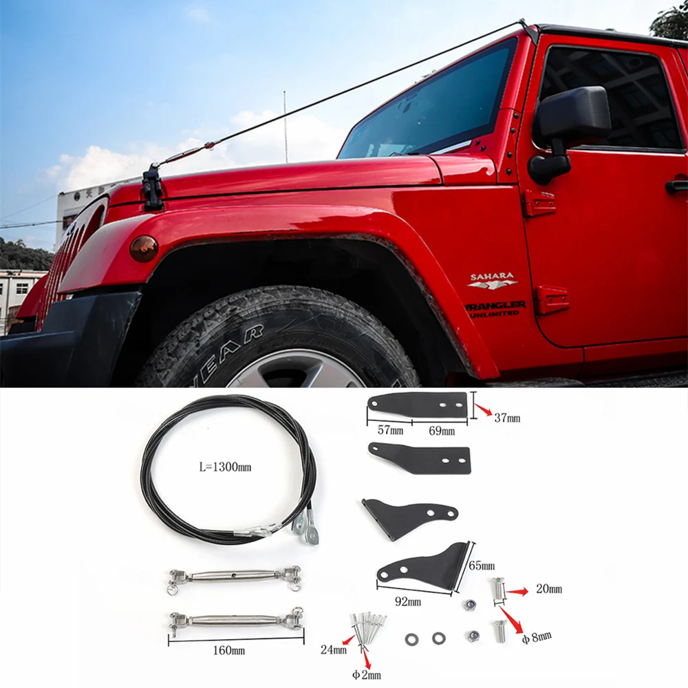 Щетка для защиты передней капота от препятствий Дефлекция веревки Jeep Wrangler JK 2007 2017