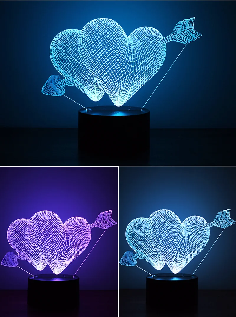 Настольная лампа с эффектом цветопередачи Modorn из акрила 7 цветов 3d зарядкой в