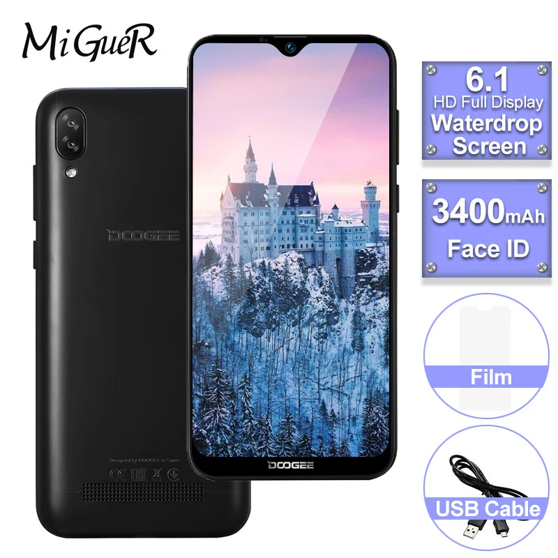 DOOGEE Y8c 6 1 дюймов Android 8 19:9 в виде капли воды экран LTPS смартфон MTK6580 ГБ Оперативная