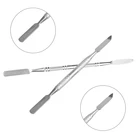 Шпатель для макияжа с двойными головками, профессиональный модный цветной шпатель из нержавеющей стали, косметический шпатель для дизайна ногтей