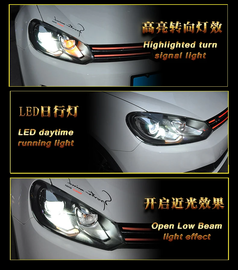 2009-2012 для vw golf фары для автомобиля Стайлинг для vw golf 6 DRL светодиодный головной фонарь слеза глаза Биксеноновые линзы светодиодные лампы для парковки