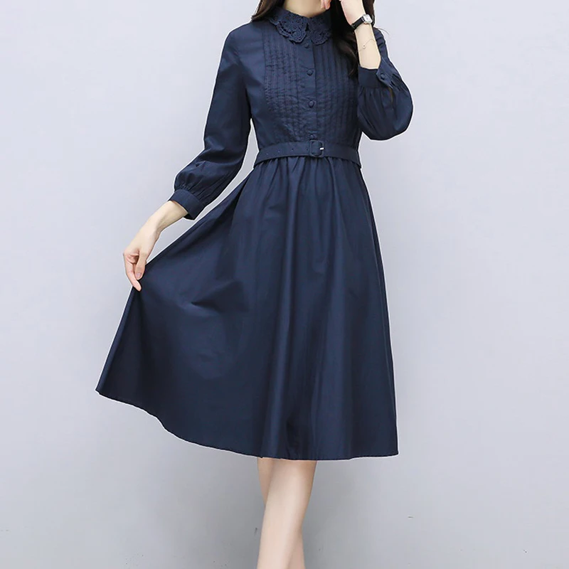 

Женское однотонное платье-рубашка RE2459, Элегантное повседневное платье большого размера с зауженной талией, весна-осень 2019