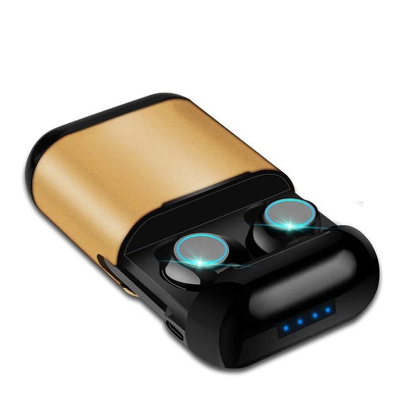 S7 TWS Bluetooth наушники беспроводные наушники стерео гарнитура с микрофоном и зарядным устройством алюминиевый сплав - Цвет: GOLD