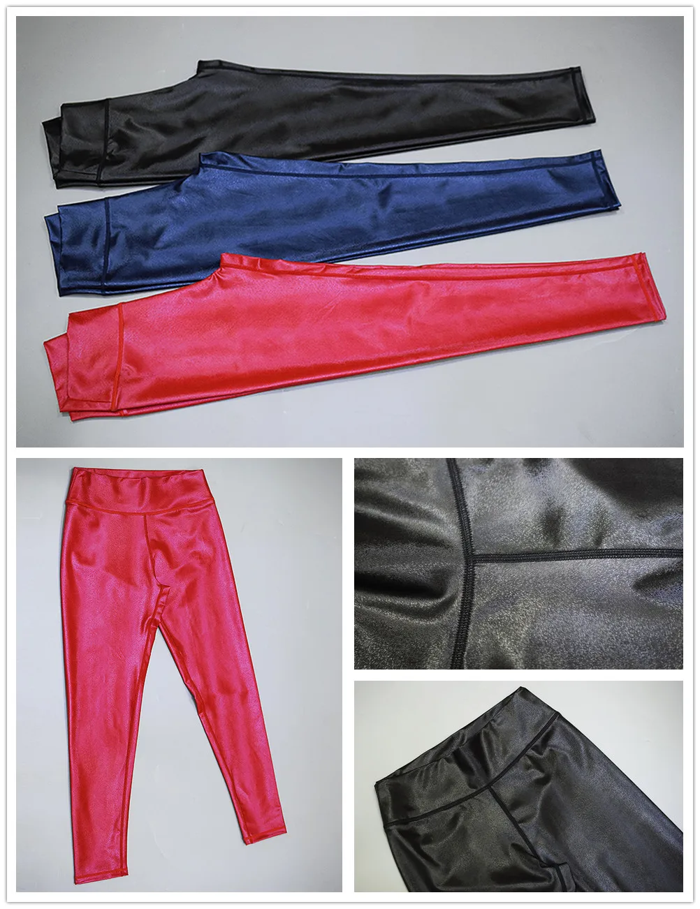 ESHINES/черные женские леггинсы из мягкой кожи с вышивкой одежда для фитнеса красная