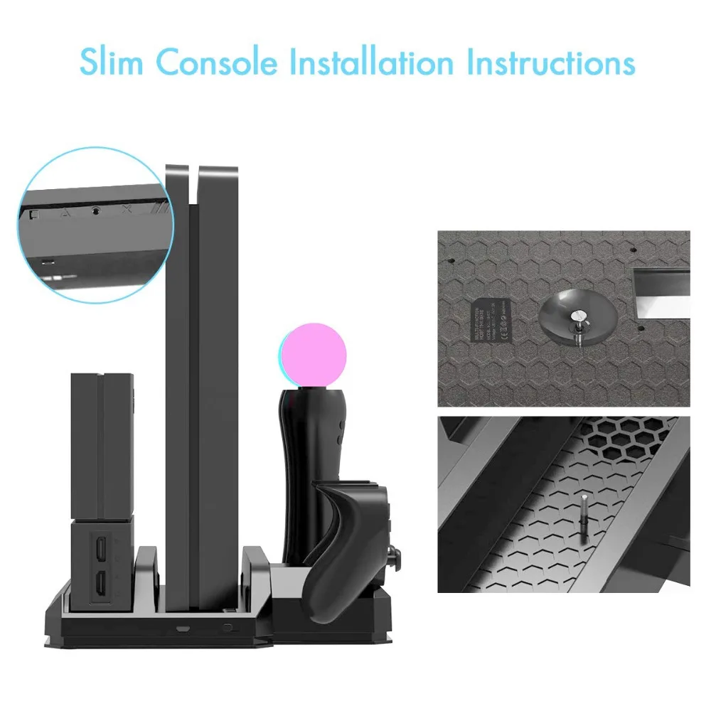 PS4 Pro Slim /PS VR Move многофункциональная охлаждающая подставка и зарядная док станция