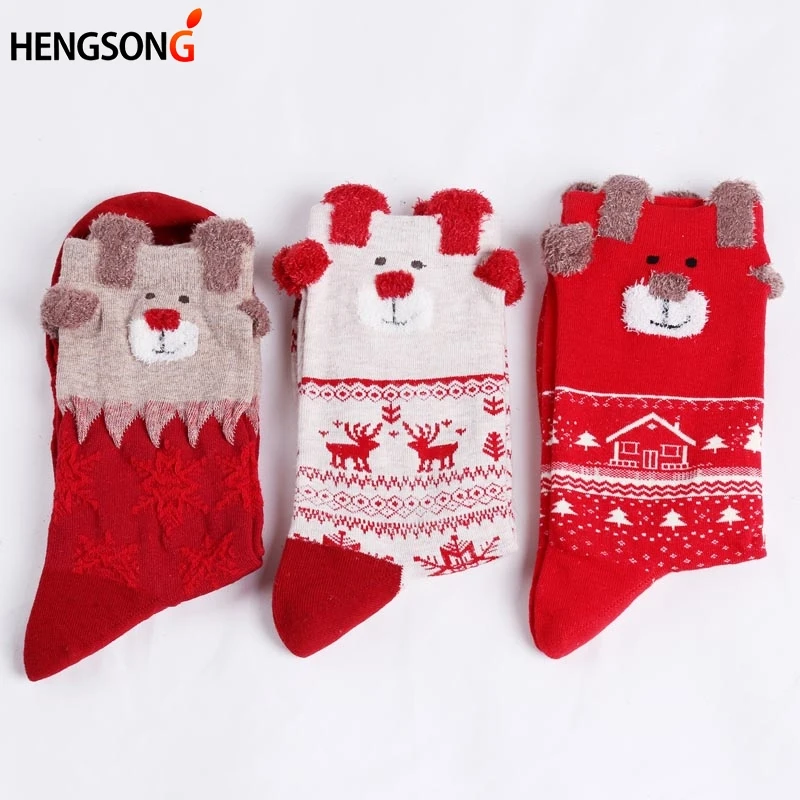

1 Pair New Christmas Socks Deer Elk Xmas Gift Winter Warm Xmas Socks for Women Sports Socks Fitness Yoga Socks Merry Christmas