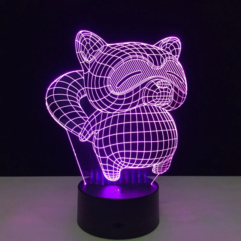 Цветной ночник в виде кошки с 3D иллюзией акриловый светодиодный светильник для