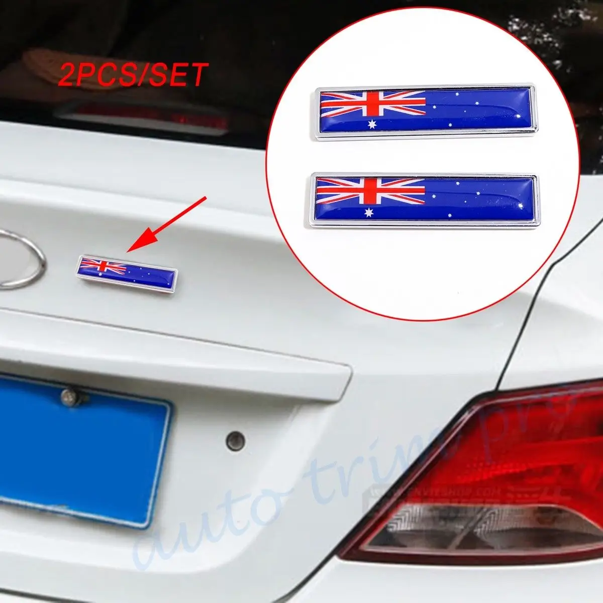 

2pcs Car Exterior Accessories Trim Chrome 3D Sticker Decal Australia AU Country Flag Emblem Badge Logo Trim