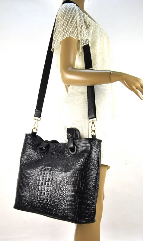 Женская сумка-тоут из натуральной кожи сумка для покупок крокодиловой