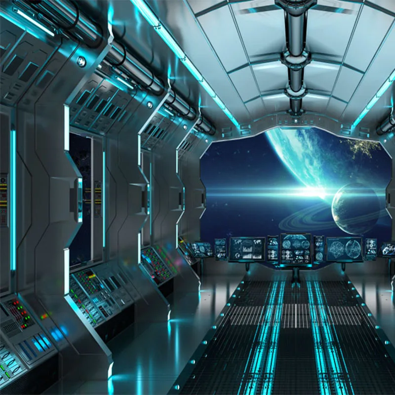Настенные обои на заказ современные 3D стерео в виде космической капсулы