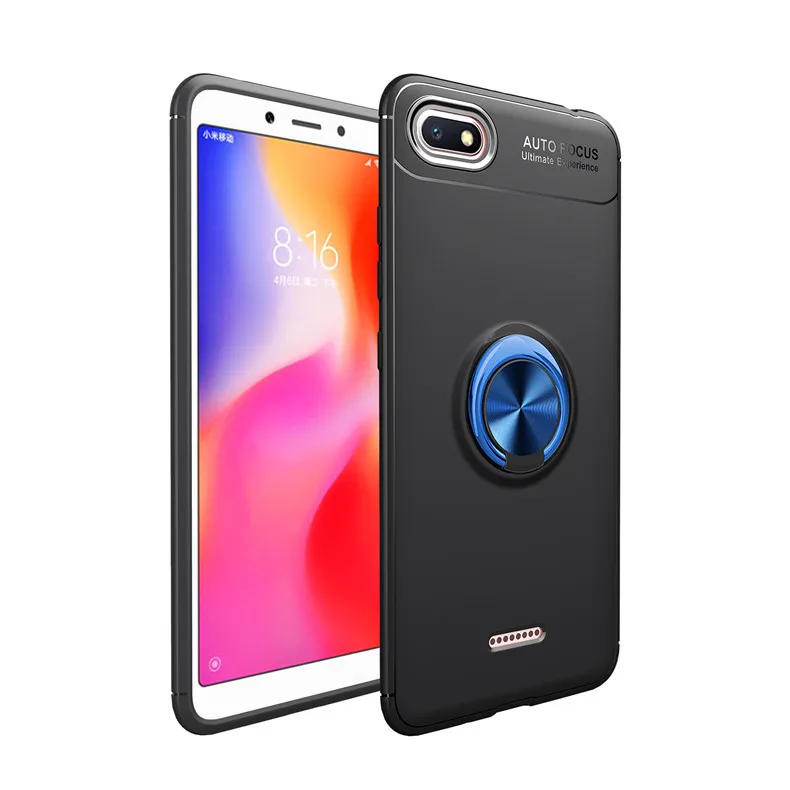 Black and Blue Чехол для Xiaomi Redmi 6A, чехол для Xiaomi Redmi 6, Модный деловой чехол с магнитным кольцом на палец, задняя крышка для телефона, 5,45 дюйма - Цвет: Black and Blue