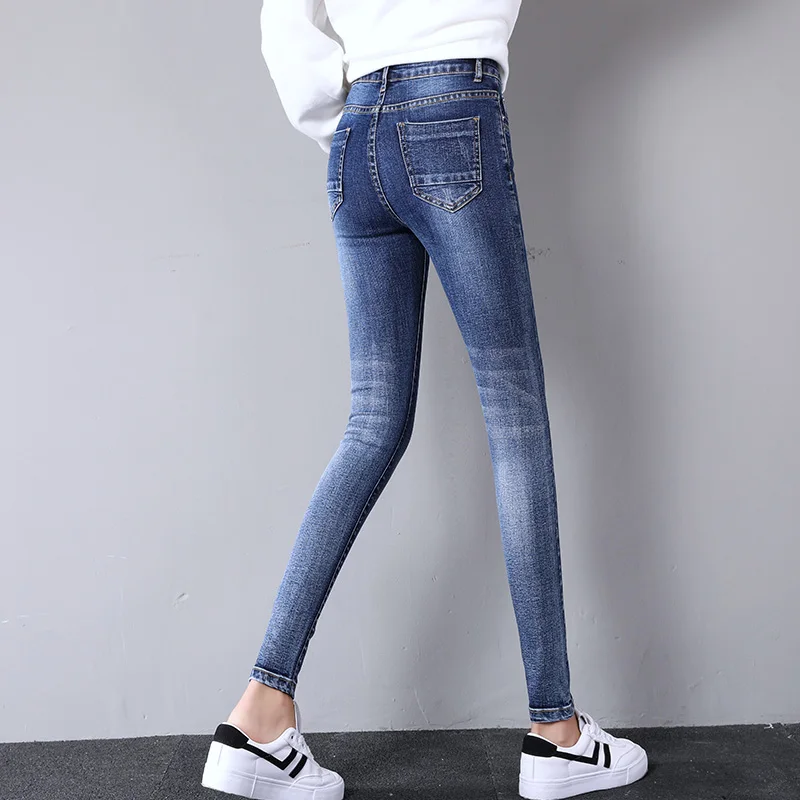 ZQLZ вышитые джинсы Для женщин Повседневное Высокая талия осень Денин брюки Femme 2018