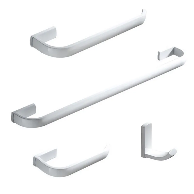 

Free shipping North Europe style white color copper bathroom hardware set 4pcs towel bar robe hook paper holder towel holder