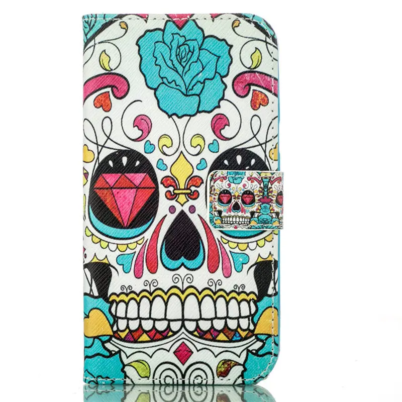 Винтаж чехол для samsung Galaxy Note 9 8 5 4 3 G360 G386F G530 G390F Xcover4 j2 Prime кожаный чехол флип-дизайн кошелек Чехол P21E - Цвет: Cool Skull