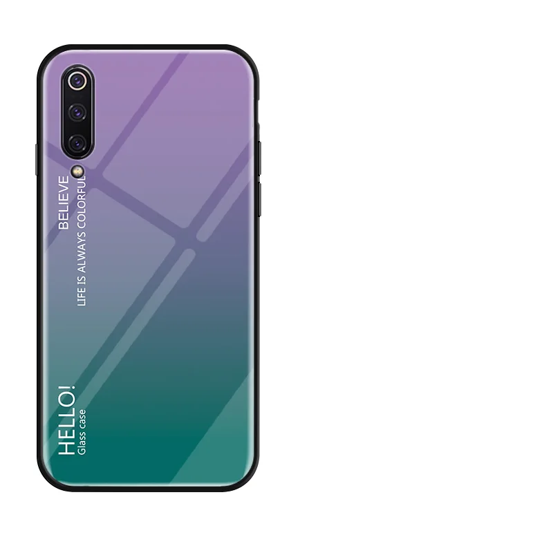 Глянцевый чехол из закаленного стекла для Xiao mi 9 mi x 2S Re mi Note 7 Note 5 Pro Note 6 mi 8 Lite POCOPHONE F1 Aurora градиентный чехол - Цвет: Фиолетовый