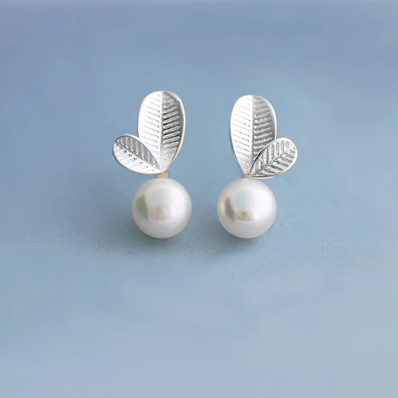 S925 silver earring Новые Серебряные Листья ожерелья из искусственного жемчуга Подвески лист цветок с цепочкой колье ожерелье 925 ювелирные изделия - Окраска металла: S925 silver earring