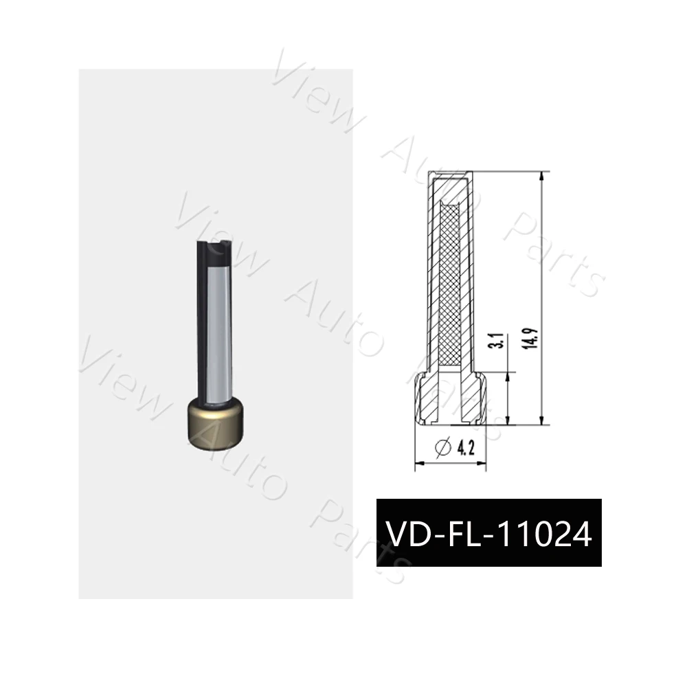 

500pcs Fuel Injector Micro Basket Filter Top Quality Injector Repair Service Kits Size: 4.2x3.1x14.9mm VD-FL-11024