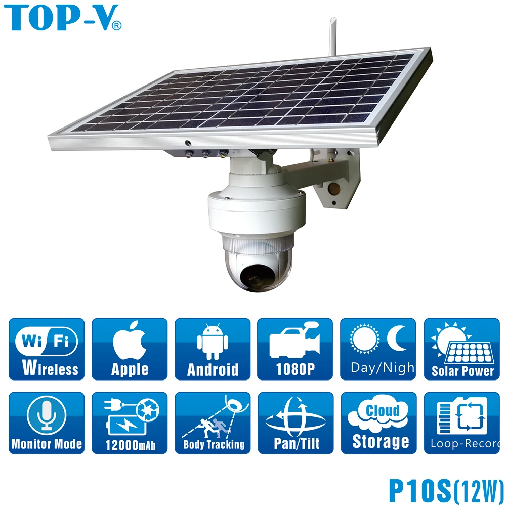 CARePET Открытый безопасности IP беспроводной батарея питание Wifi CCTV Солнечная купольная камера