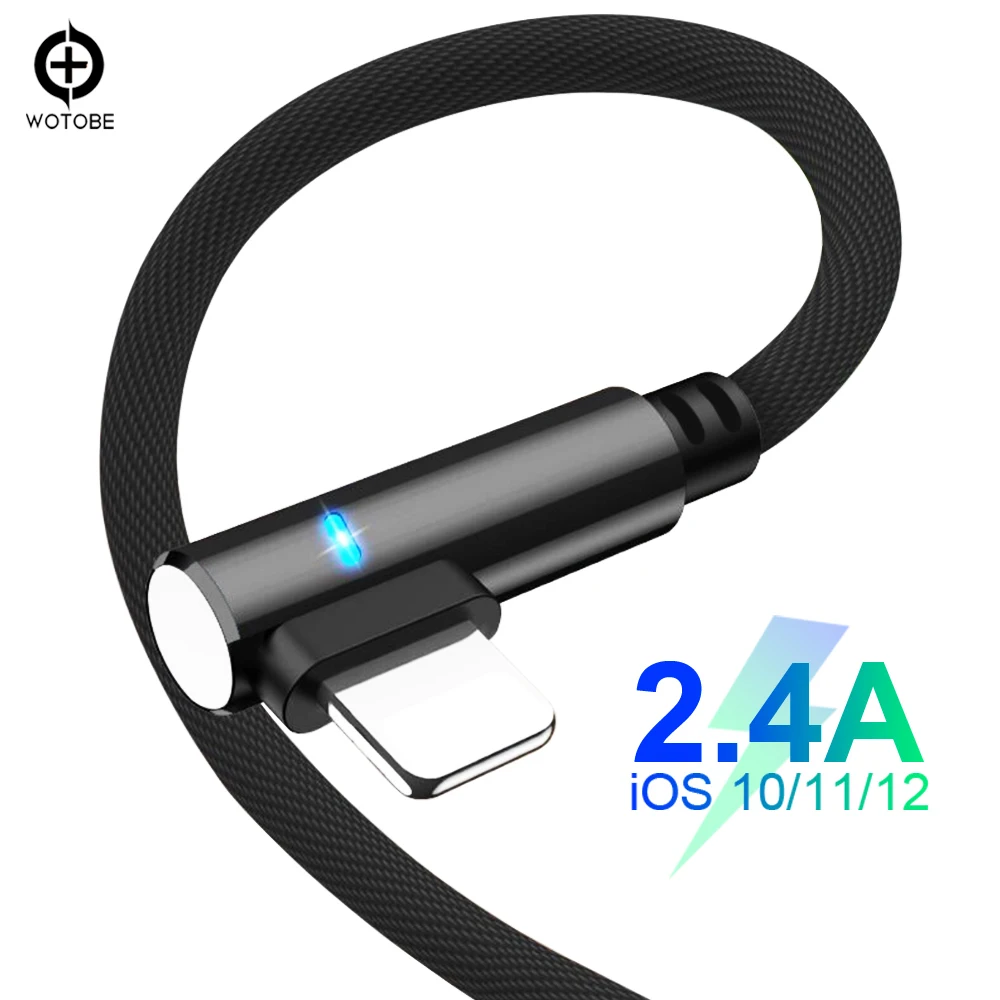 Локоть зарядки светодиодный кабель, USB кабель для iPad iPhone XS XR X 8 7 6 6 S Зарядный кабель и USB кабель передачи данных телефонный адаптер