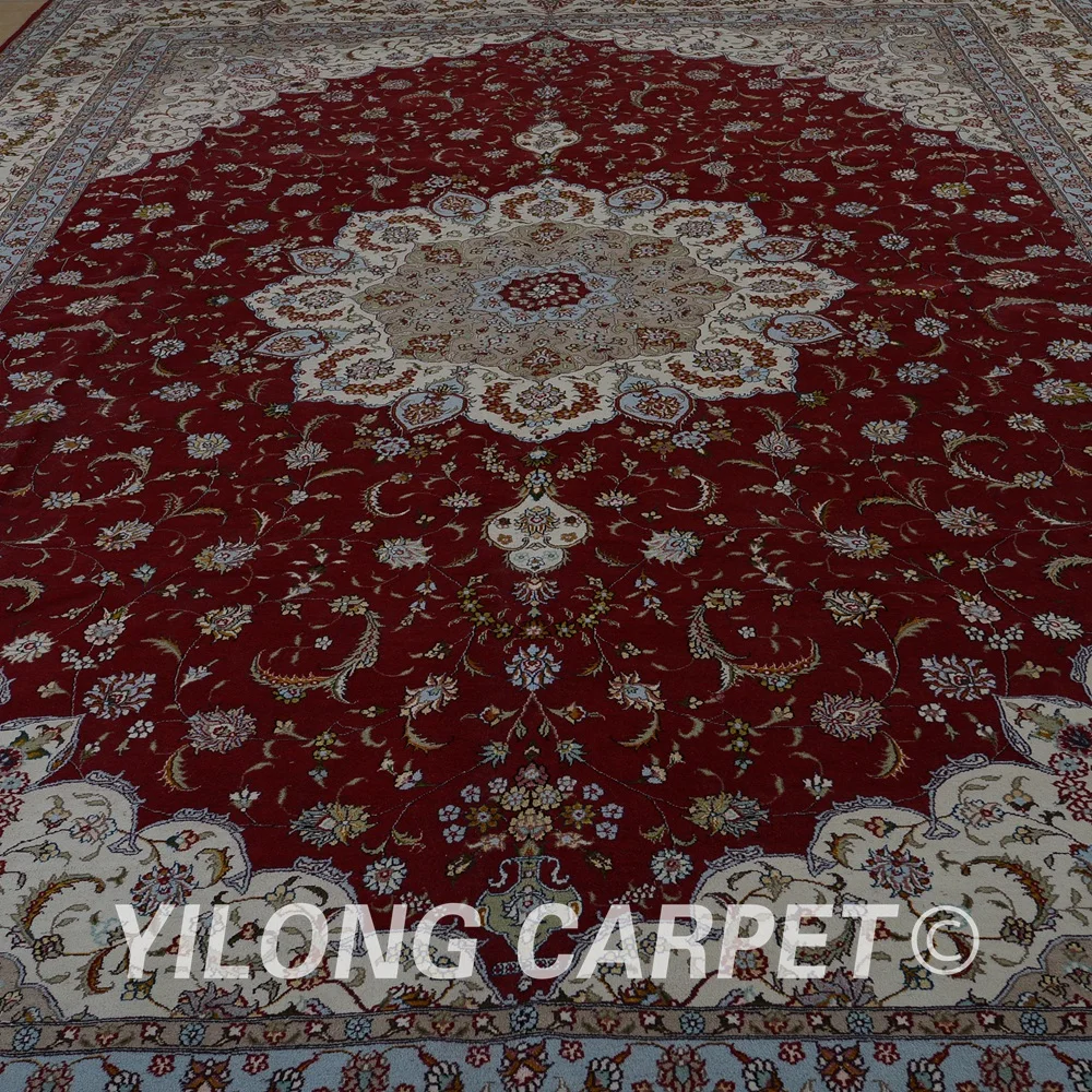 Yilong 10'x14' ручные шерстяные коврики красный ручной работы Изысканный