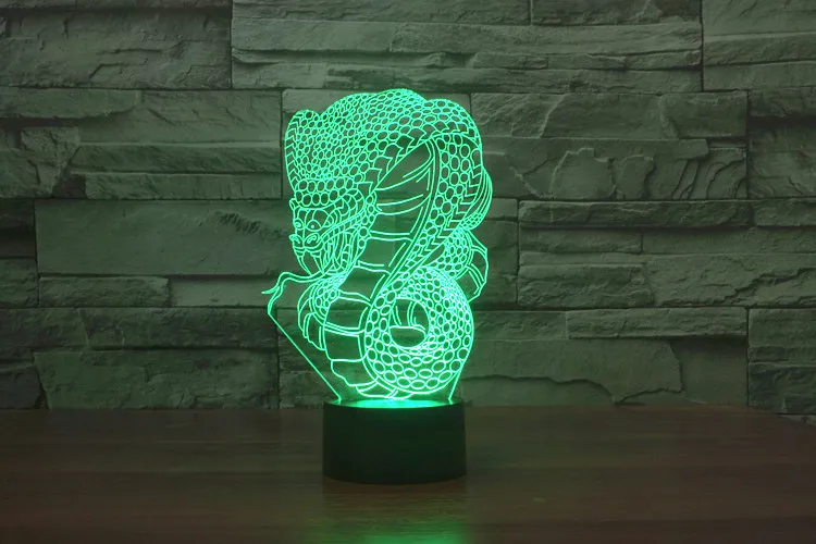Кобра настольная лампа 7 цветов Изменение Настольная 3d лампы Новинка