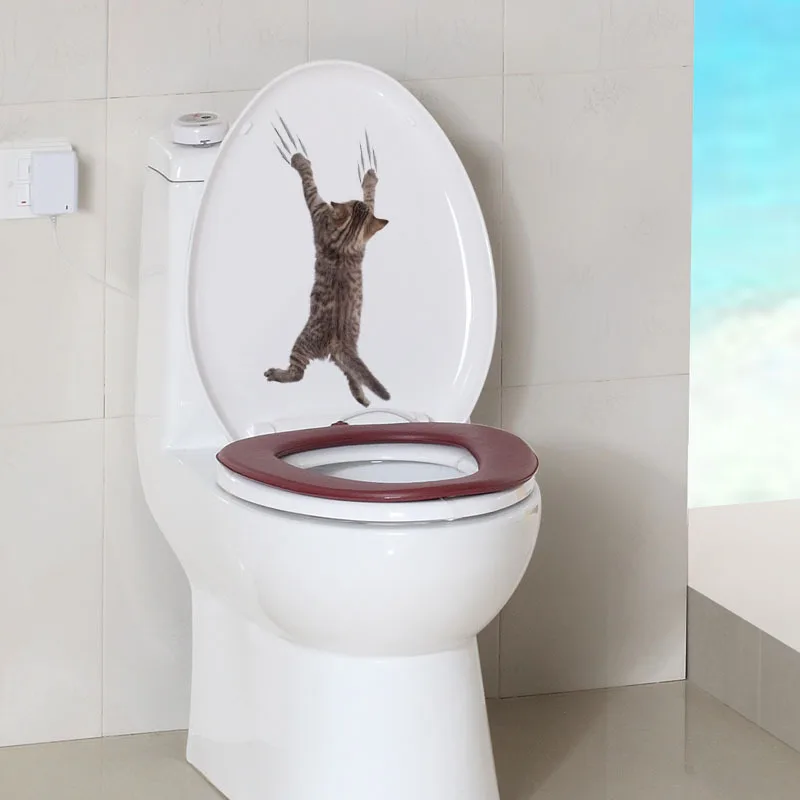 Наклейка на стену с милым котенком 3D украшения для ванной комнаты шкафа домашние