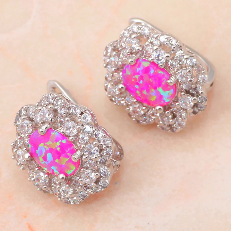 Цветок Классический дизайн Оптовая и розничная фиолетовый огненный опал Серебро