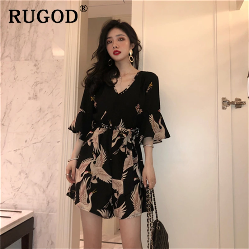 Женский офисный комбинезон RUGOD элегантный пляжный с расклешенными рукавами и