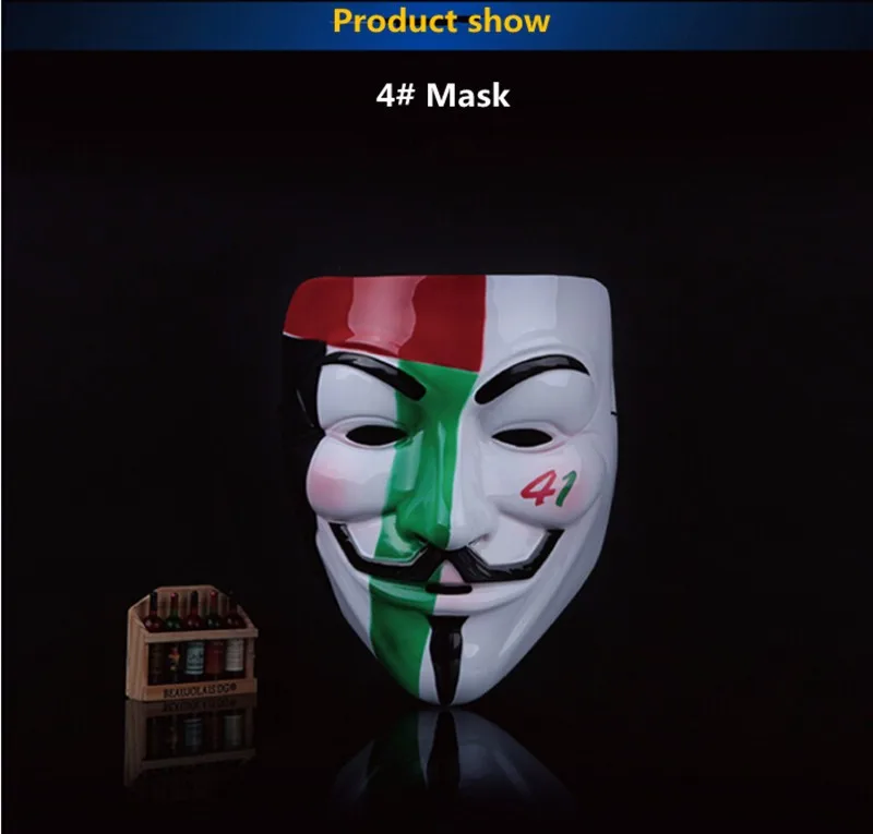 4 Mask Вечерние Маски Косплей V-shape маски для лица Тема фильма Вендетта маска хакер гримаса для Хэллоуина Полнолицевые Вечерние Маски принадлежности - Цвет: 4 Mask