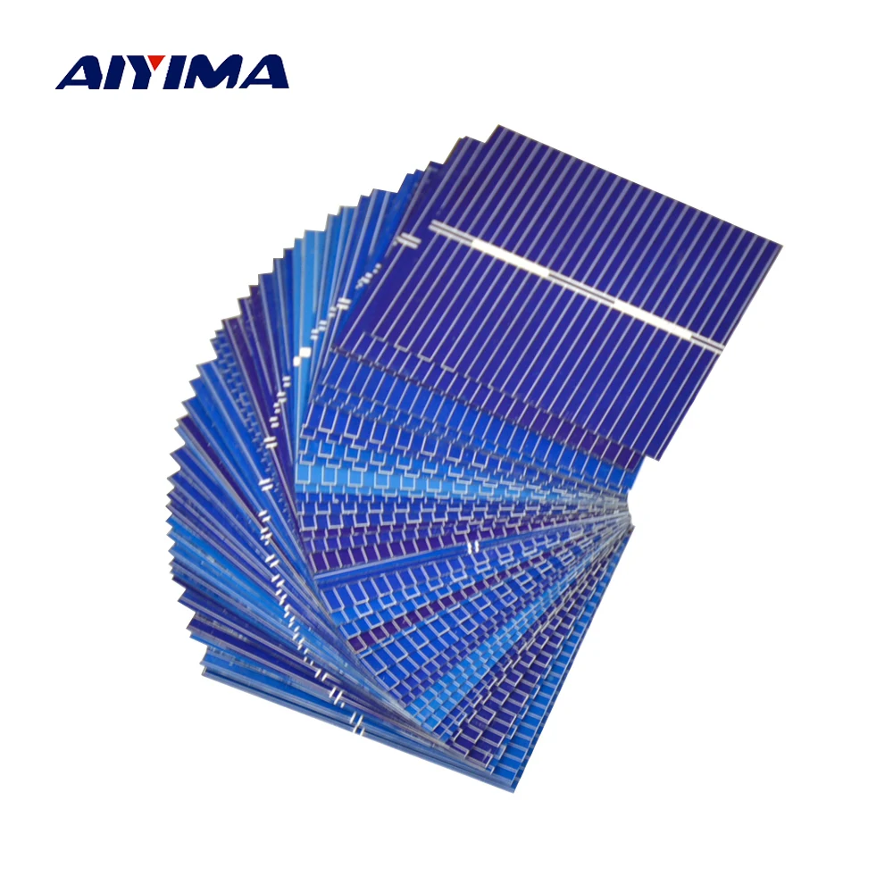 AIYIMA 100 шт. поликристаллическая солнечная панель 39*39 мм 0 5 В 25 Вт батарея кремния DIY
