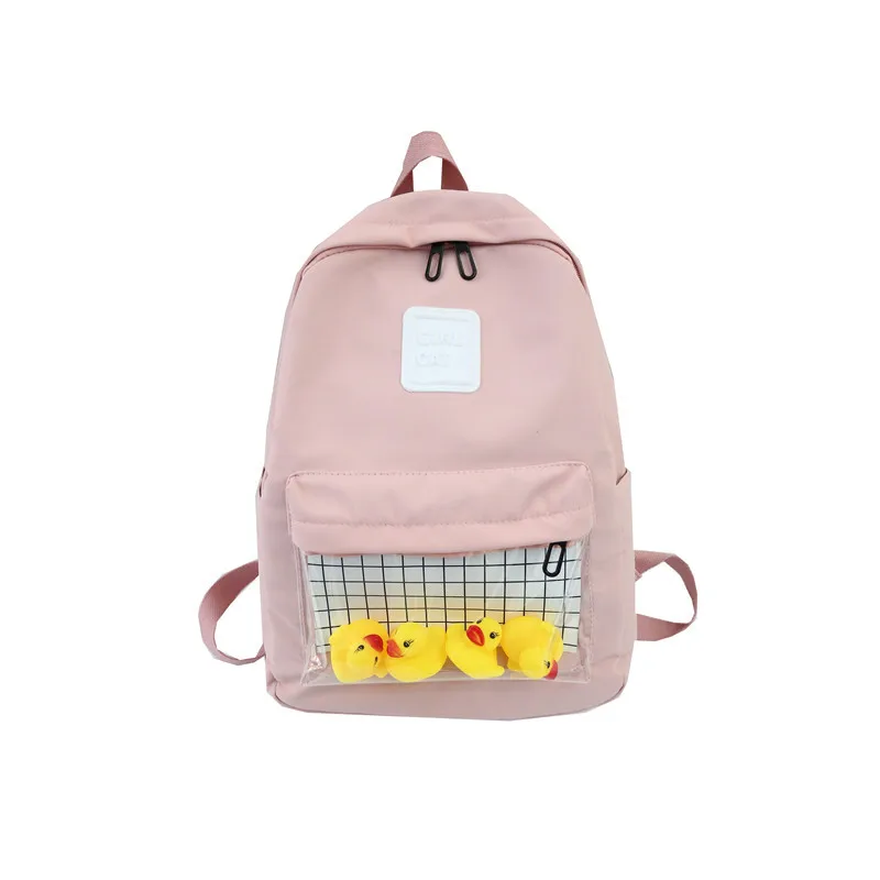 Harajuku Duck Прозрачный женский рюкзак, студенческий рюкзак для путешествий, школьные сумки для девочек, дизайнерские рюкзаки для женщин, высокое качество - Цвет: Розовый
