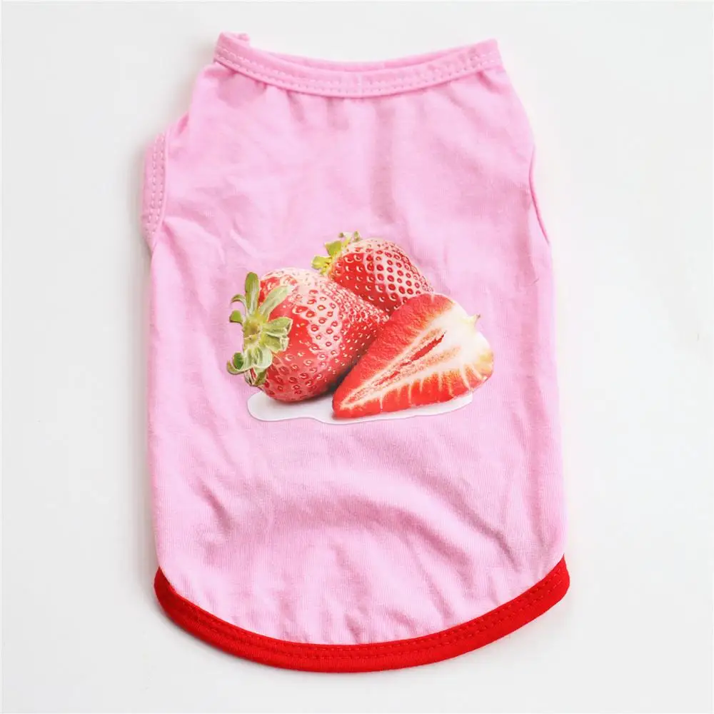 2021 Summer Breathable Dogs Vests Soft Cotton Small Chihuahua Clothes Printed Strawberry Cats Use Fashion Style Pet Products | Дом и сад