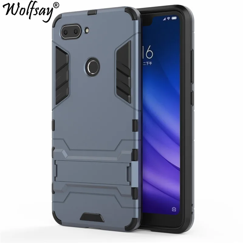 Чехол Wolfsay для Xiaomi Mi 8 Lite тонкий ПК + мягкая резиновая броня чехол телефона Fundas Mi8x |