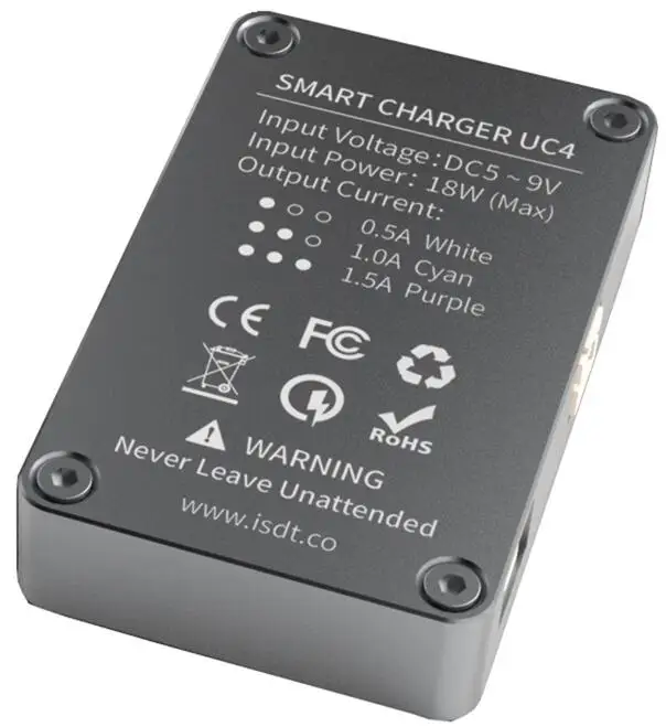 ISDT UC4 18 Вт 4X1.5A 1S мини Смарт зарядное устройство с типом C вход PH2.0 выход для