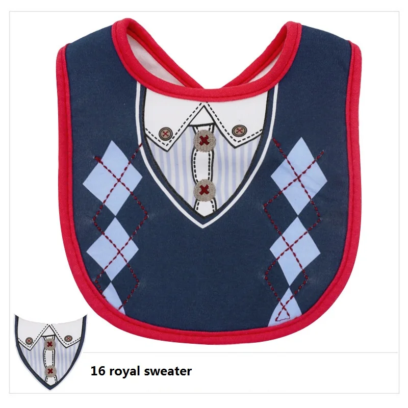 16 royal sweater Детские нагрудники из водонепроницаемой ткани, бандана, хлопок, высокое качество, Babadores Para Bebe, слюнявчик для младенцев, полотенце для мальчиков и девочек KF981 - Цвет: 16 royal sweater