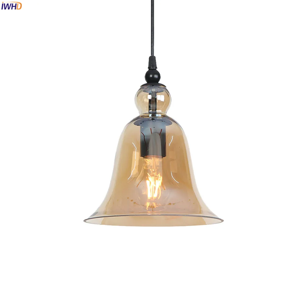 

IWHD Loft Industrial Decor LED Pendant Lamp Dinning Living Room Glass Pendant Light Fixtures Hanglamp Edison Luminaire Lighting