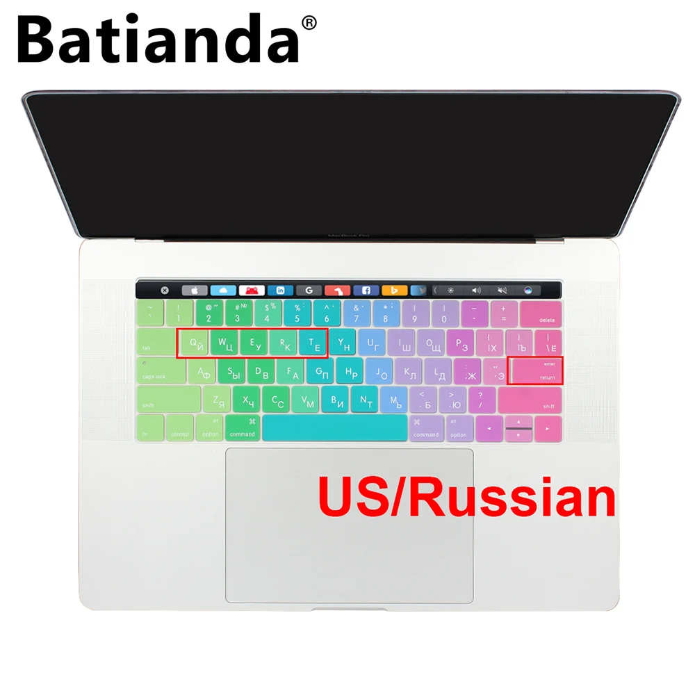 Чехол для клавиатуры с русской/английской кириллицей Macbook Pro 13 15 сенсорная панель