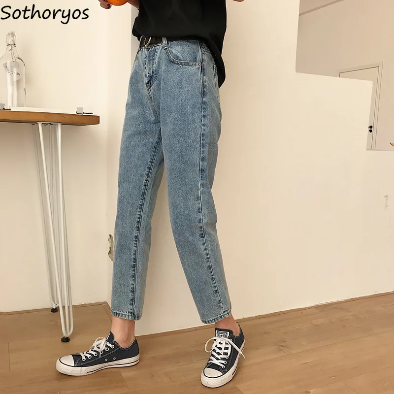 

Jeans Women Loose Trendy Harajuku High Waist Solid All-match Zipper Womens Daily Straight Denim Pockets Simple Sweet Casual Girl