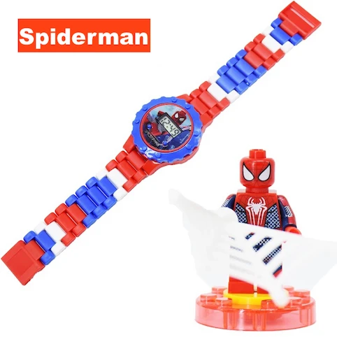 Spiderman Супер герой часы здание стек блок мальчик Ninjagoes фигура Мстителей кирпичная игрушка Minecrafted ребенок - Цвет: Spiderman
