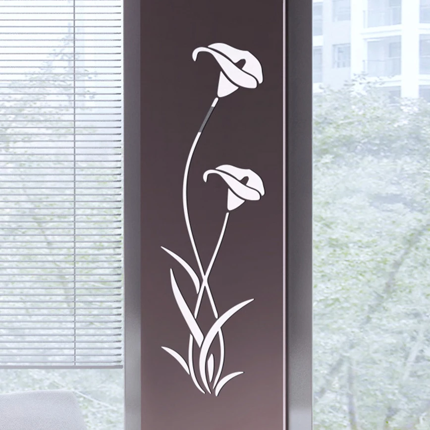 DIY 3D цветок акриловая Настенная Наклейка современные зеркальные наклейки