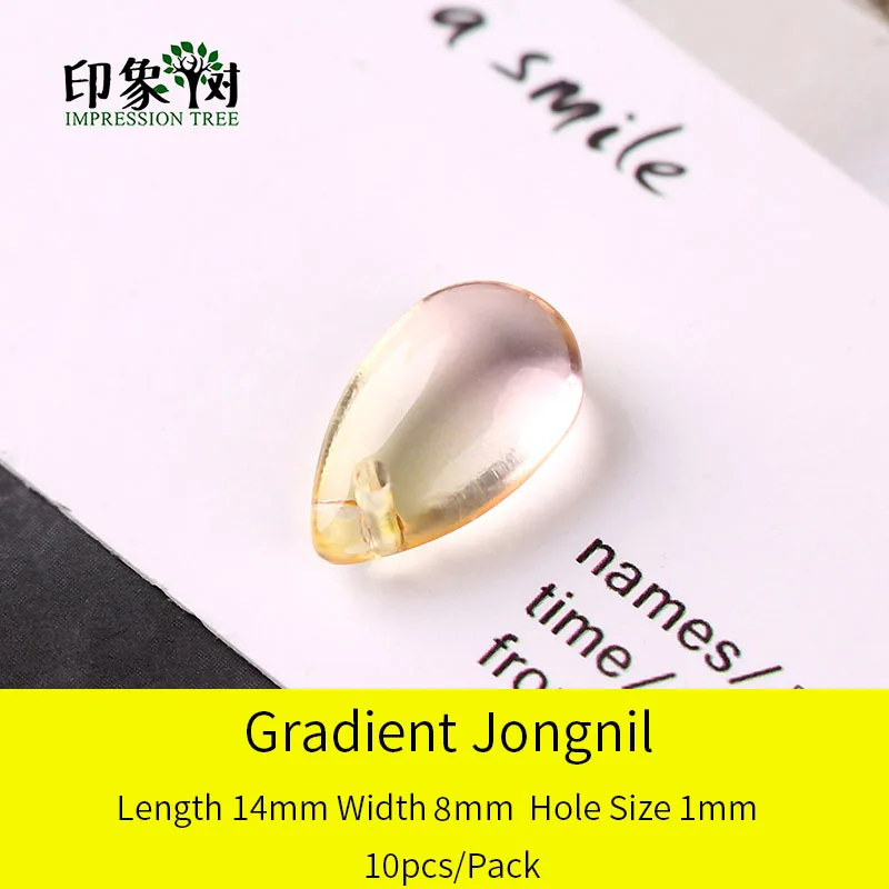 Gradient Jongnil Стеклянные кабошоны в форме капли, 10 шт., 14х8 мм, бусины ручной работы для самостоятельного изготовления ювелирных украшений, модель 16021 - Цвет: Gradient Jongnil