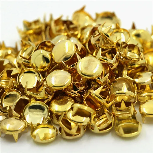 Gold 1000 шт Металлические заклепки, круглые 4 заклепки в стиле панк-рок для одежды, заклепки для шляпы и джинсов для кожаной одежды, аксессуары для одежды - Цвет: Gold