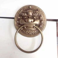 antique brass lion head handle door knocker circle animal door pull ring handle for glass door or wooden door handle decoration
