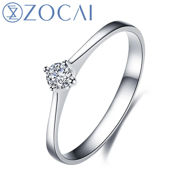 

Кольцо обручальное ZOCAI с 4 зубцами из настоящего белого золота 0,10 карат H / SI с бриллиантом 18 К Au750 W00196